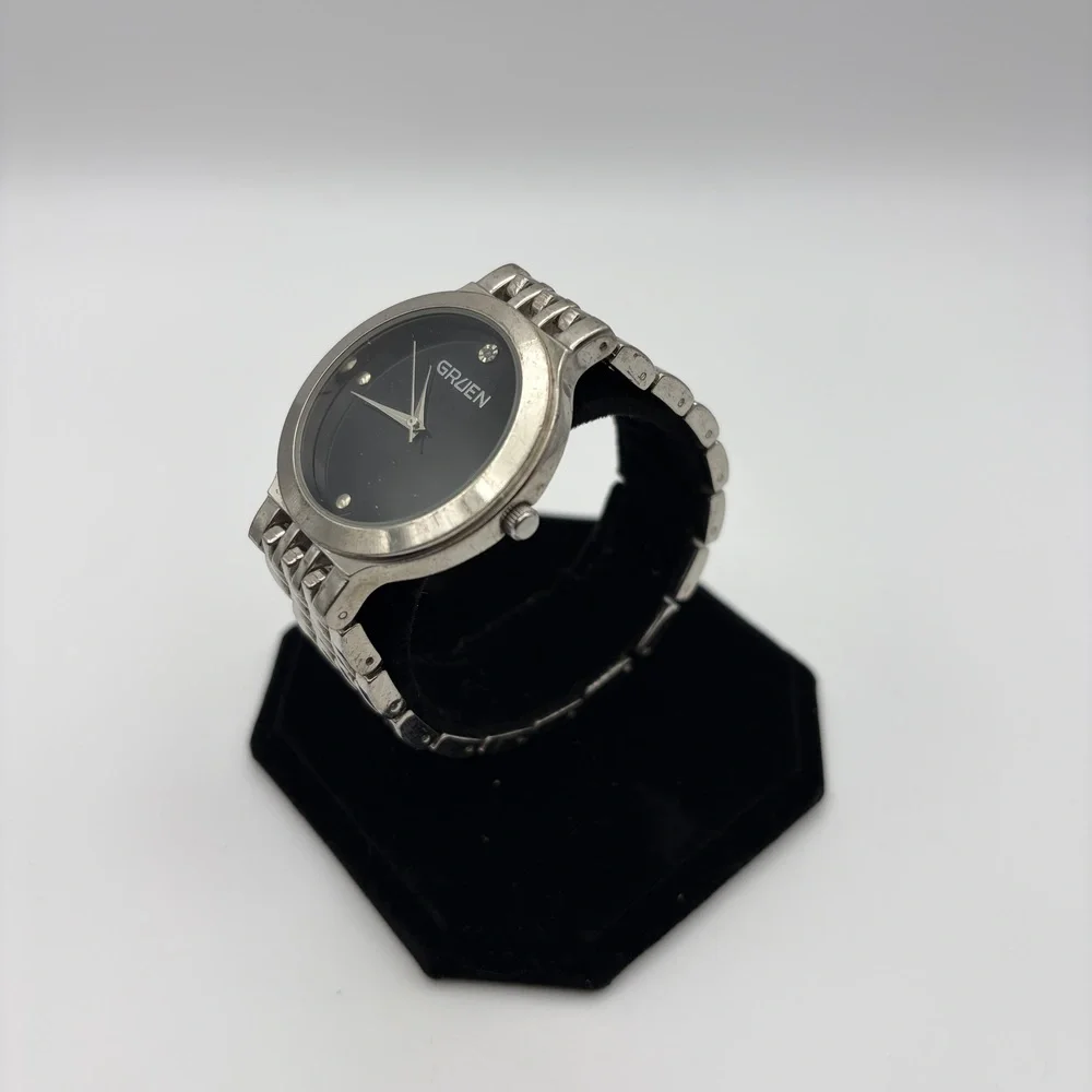 Gruen Men's Watch Stainless Steel Men's Watch Black Dial Japan Movement 38mm